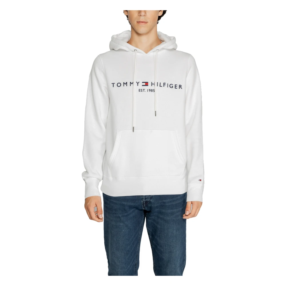 Tommy Hilfiger Men's White Hoodies, Xs, Logo Hooded Sweatshirt - Fall/Winter Collection