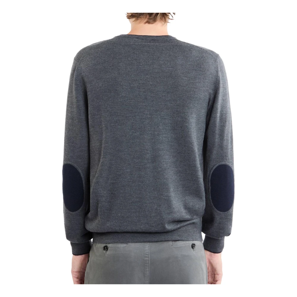 Fay Grijze Wollen Trui met Patches Gray Heren