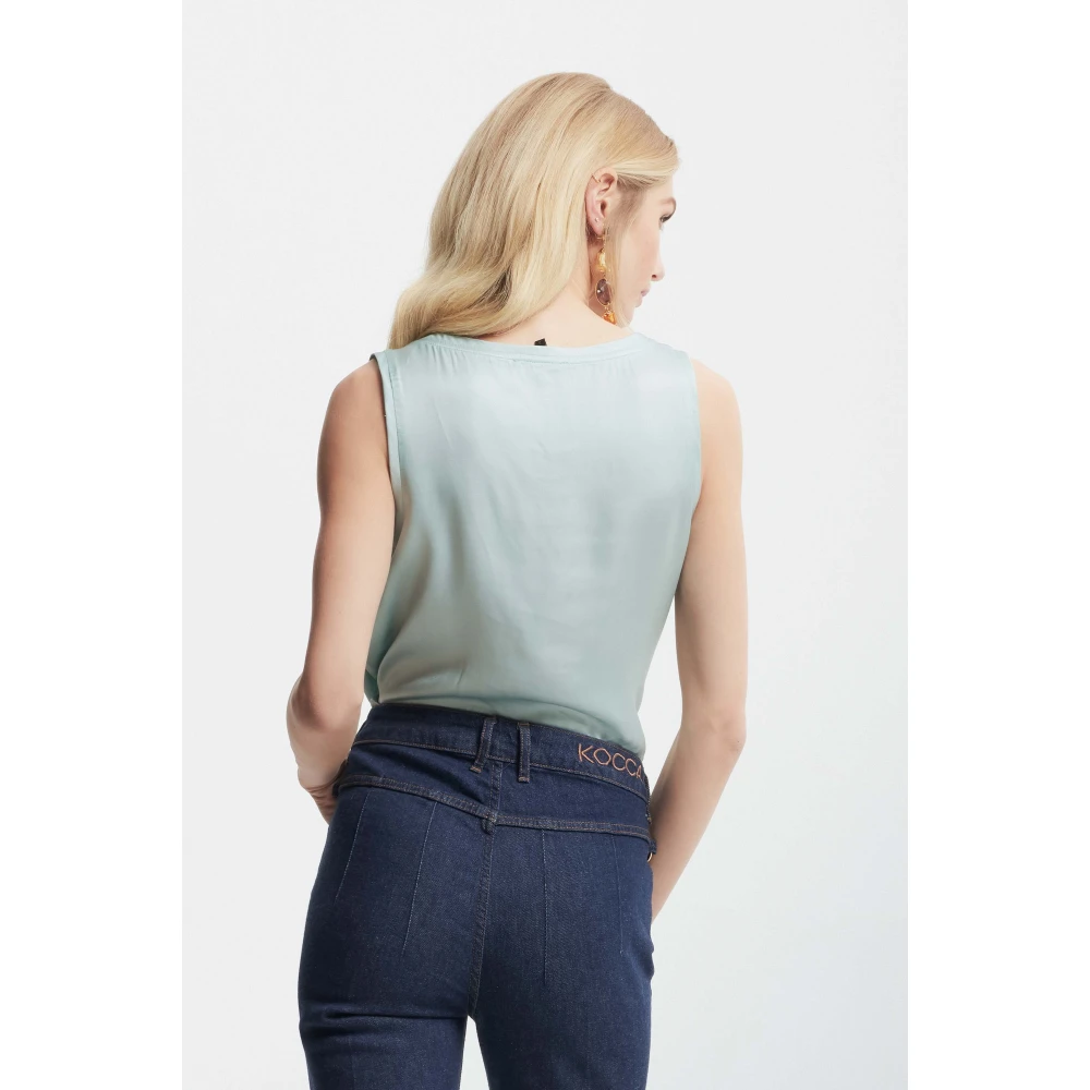 Kocca Minimalistische Ronde Hals Vest Top Green Dames