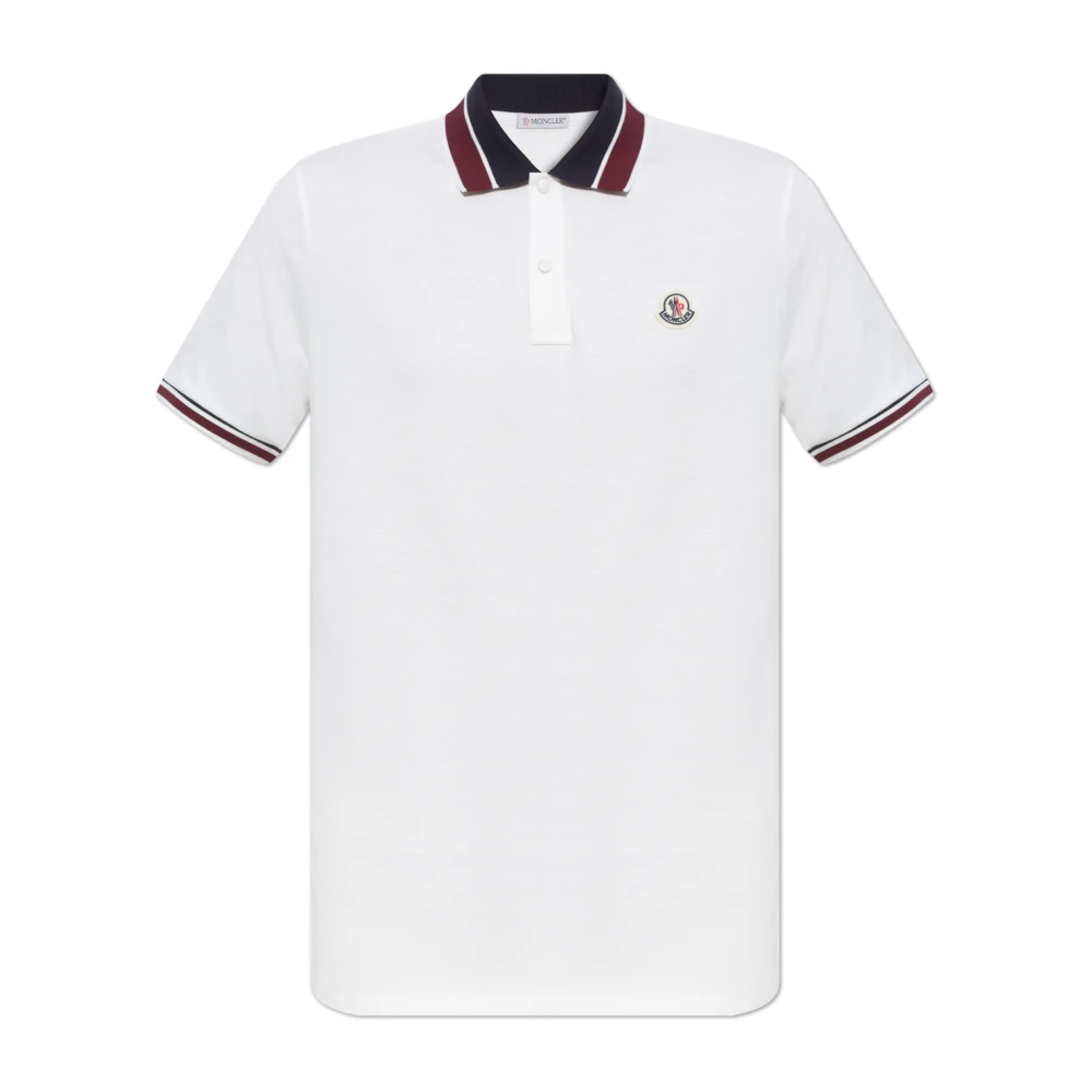 Moncler Katoenen polo met logo White Heren
