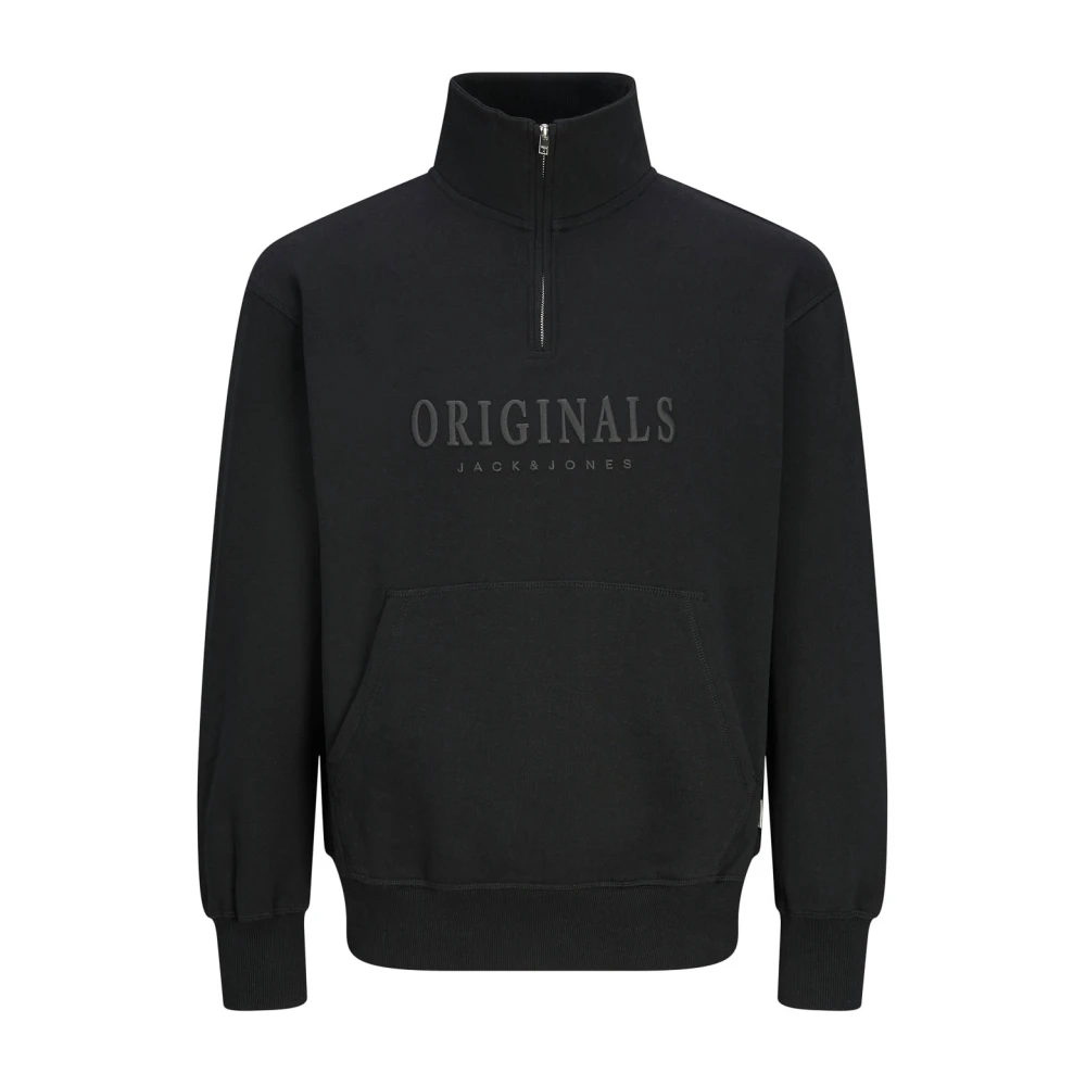 Jack & jones Sweatshirt met kwart rits Zwart Black Heren