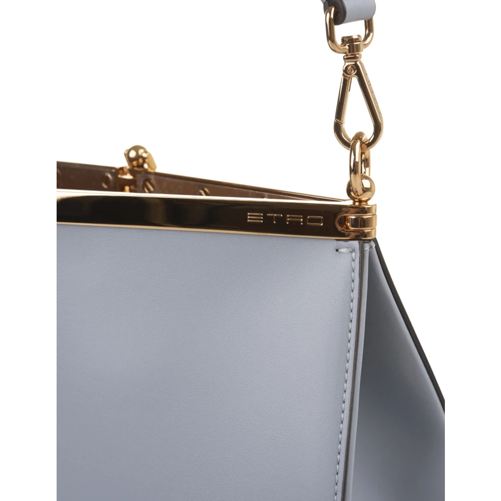 ETRO Blauwe Leren Vela Tas met Metalen Ketting Sluiting Blue Dames