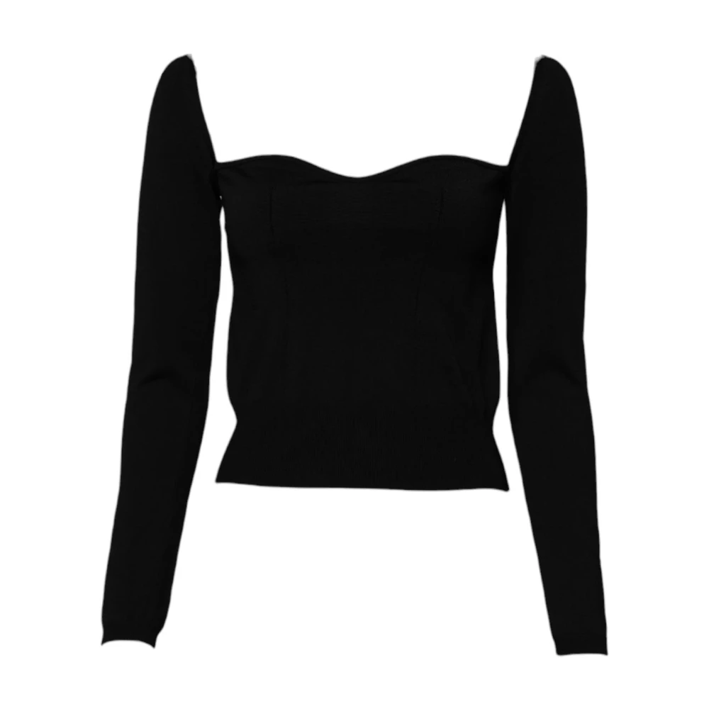 Dolce & Gabbana Women's Black Square Neck Knit Pullover Sweater