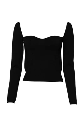 Fyrkantig Halsstickad Pullover Tröja