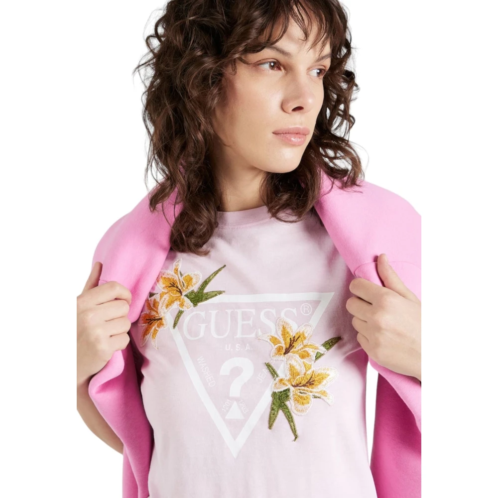 Guess Korte Mouw T-shirt Pink Dames