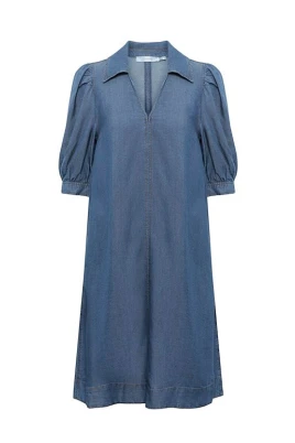 Denimklänning med Ballongärmar