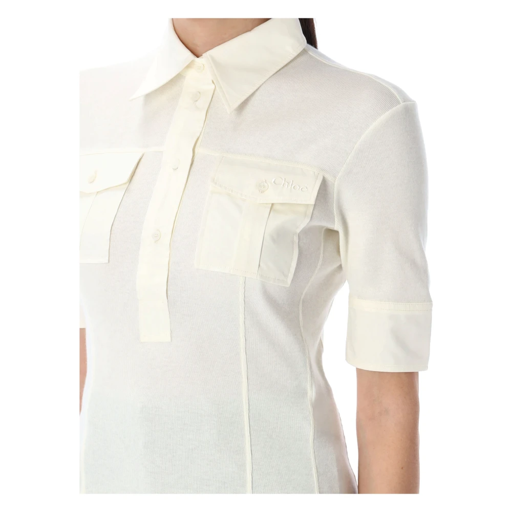 Chloé Katoenen Utilitair Top Kokosmelk White Dames