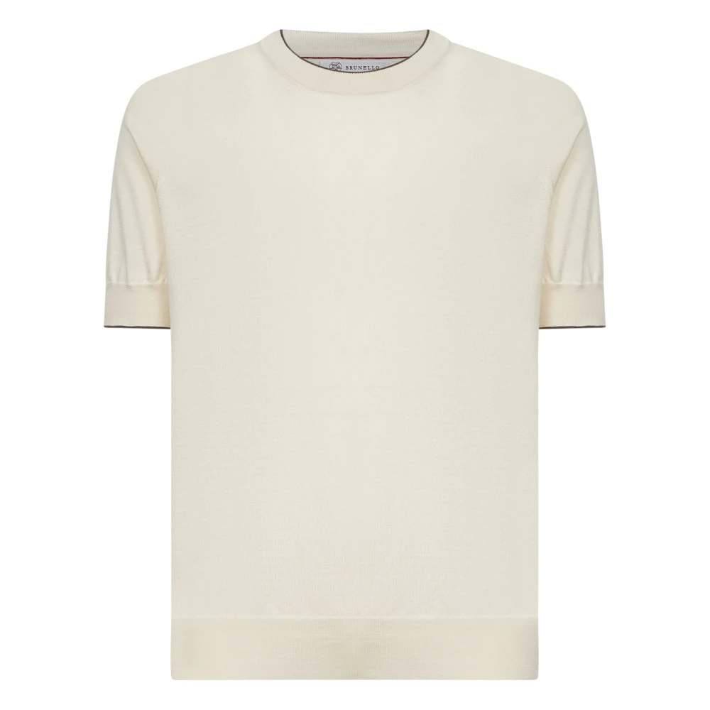 Brunello Cucinelli Men's White Ribbed Crewneck Jumper - T-Shirts - 4XL - Tops
