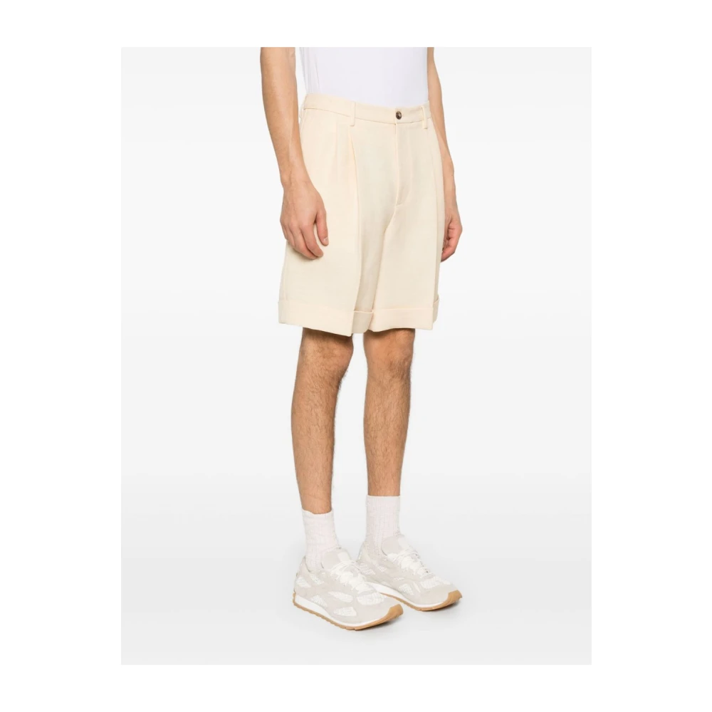 Valentino Witte Shorts met Voorknoopsluiting Beige Heren