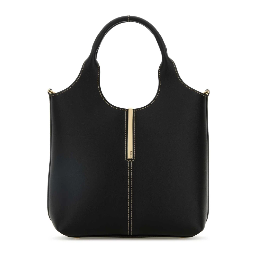 TOD'S Stijlvolle zwarte leren mini shopper Black Dames