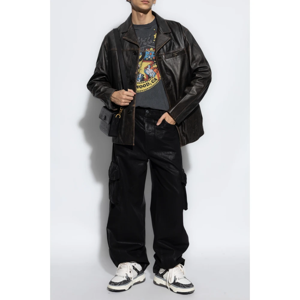 Amiri Leren jas Brown Heren
