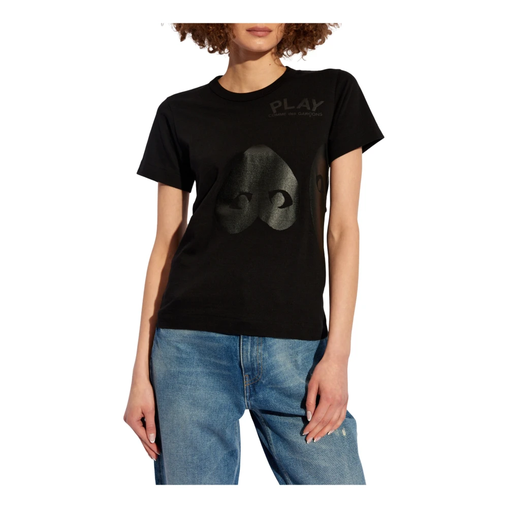 Comme des Garçons Play Bedrukt T-shirt Black Dames