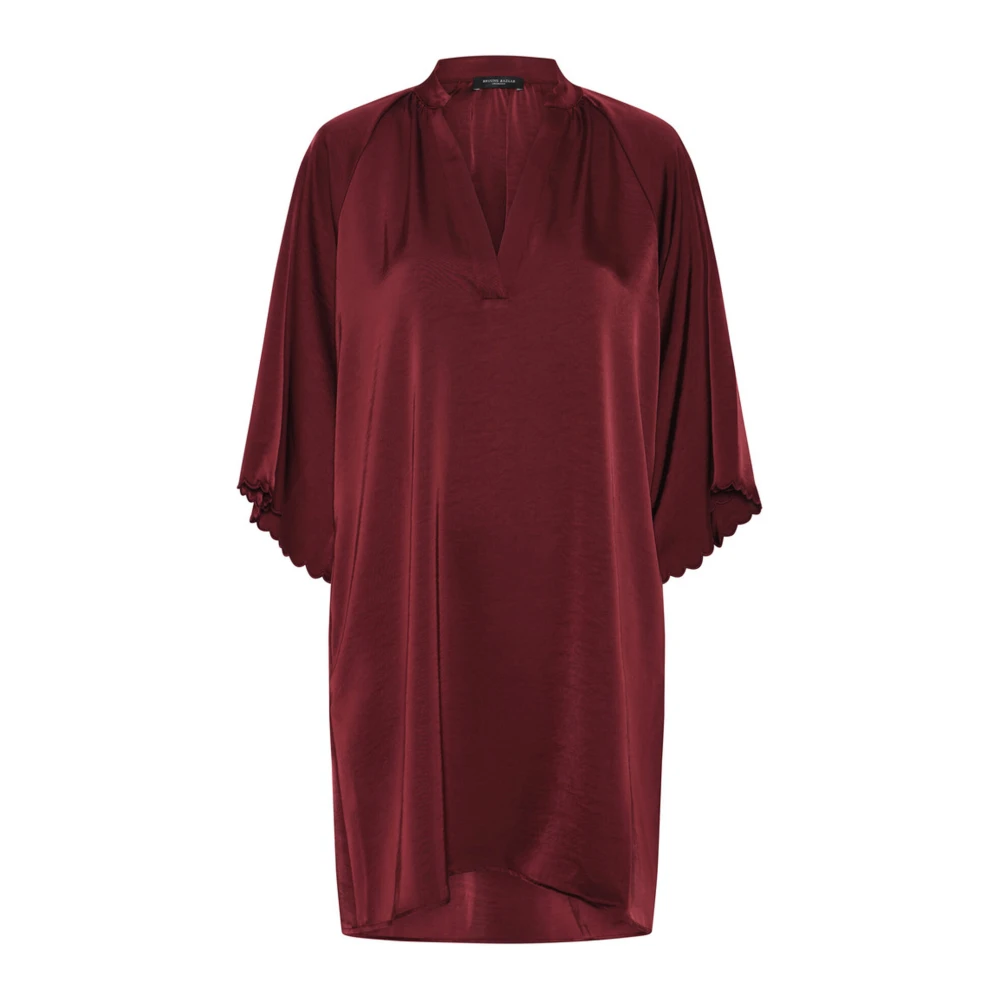 Bruuns Bazaar Red Midi Dresses, Female, M, Burgundy Dress With Wide Sleeves
