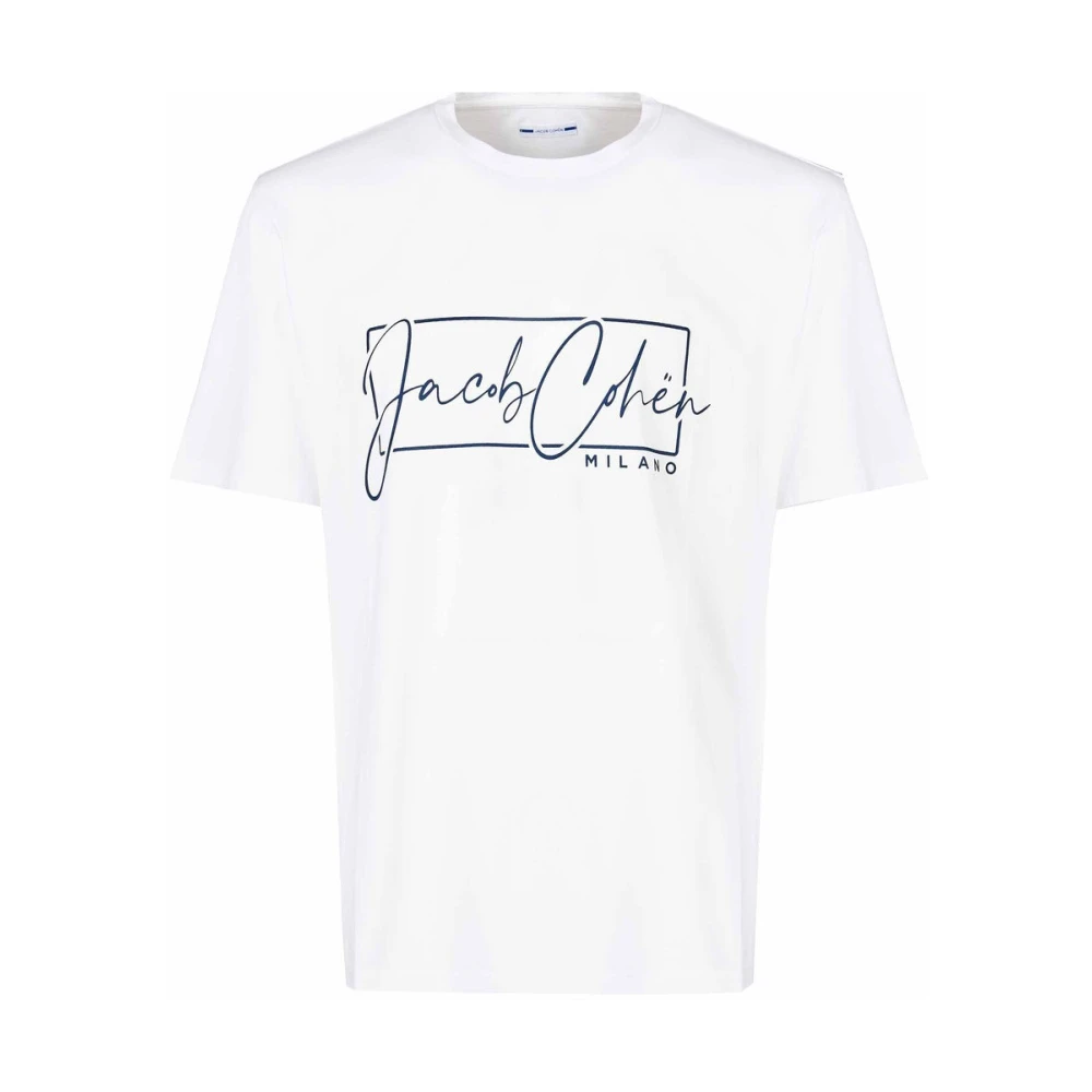 Jacob Cohën Katoenen Ronde Hals Logo Print T-shirt White Heren