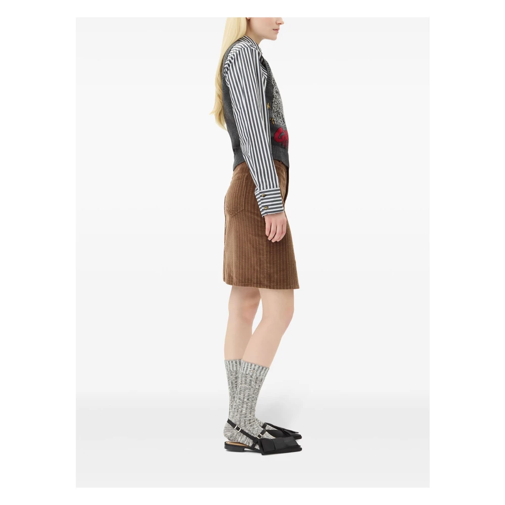 Ganni Grafische Katten Wollen Vest Gray Dames