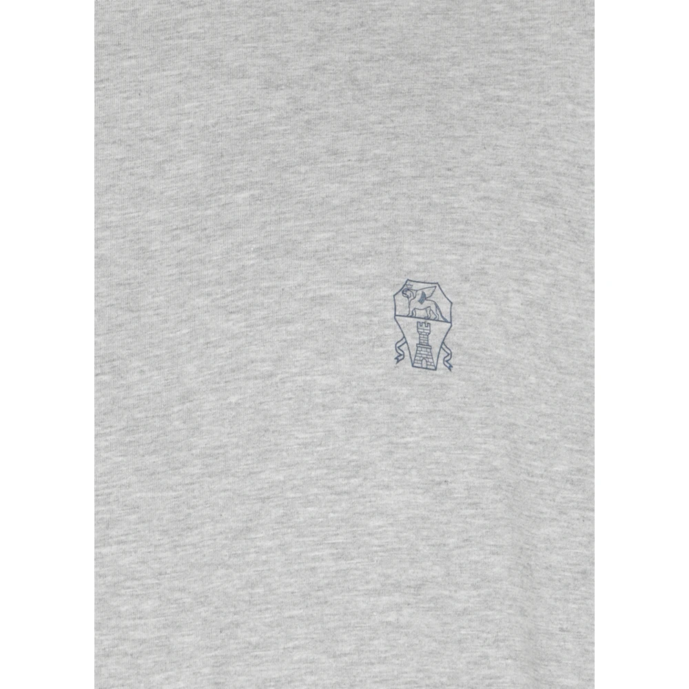 BRUNELLO CUCINELLI Grijze Katoenen T-shirt Ronde Hals Korte Mouw Gray Heren