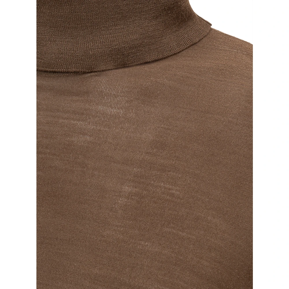 Brioni Zijde Wol Bruine Trui Brown Heren