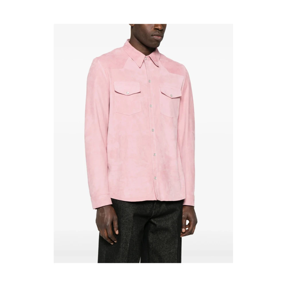Salvatore Santoro Flamingo Pink Leren Jas Pink Heren