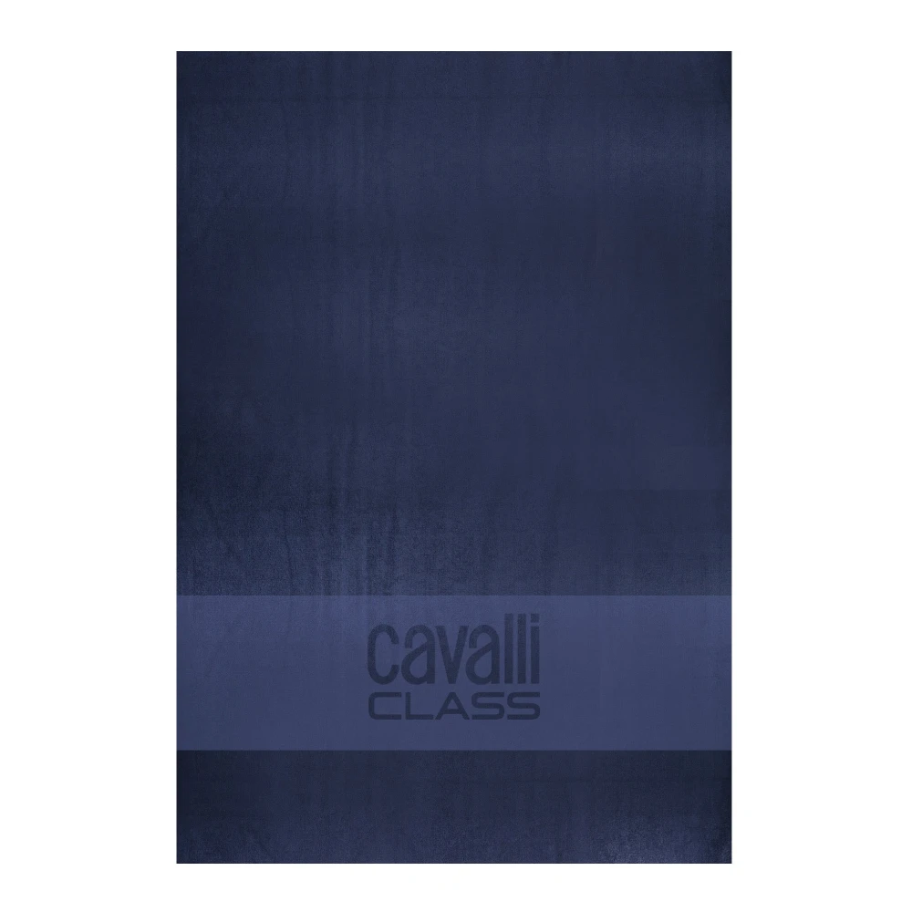 Cavalli Class Blauwe strandhanddoek met logo borduurwerk Blue