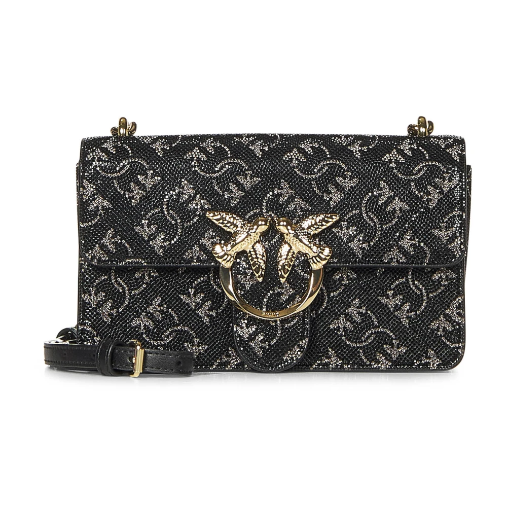 pinko Zwarte Schoudertas met Strass Black Dames