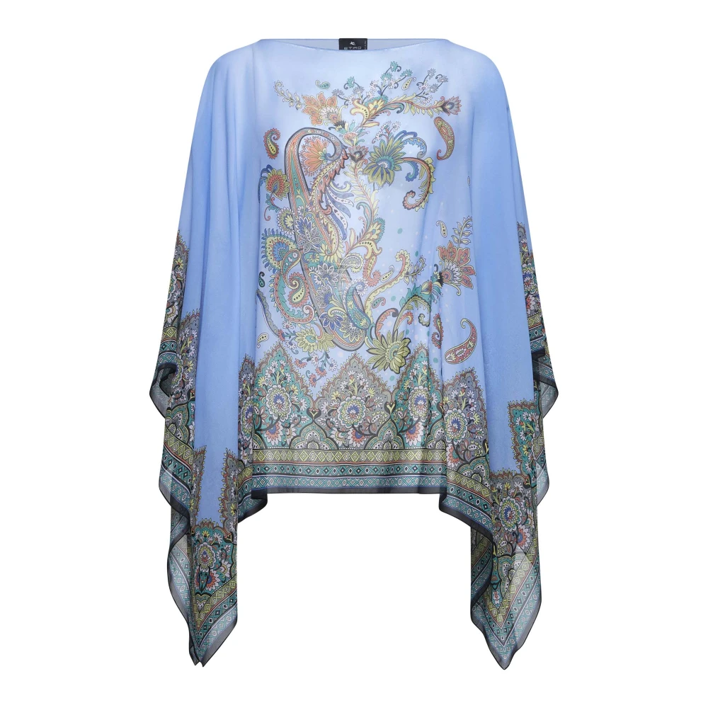 ETRO Blauwe Paisley Print Zijden Top Multicolor Dames