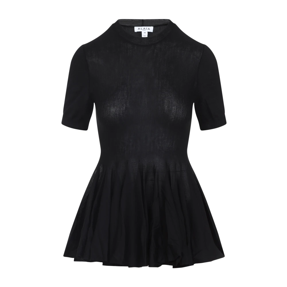 Alaïa Women's Black Peplum Top