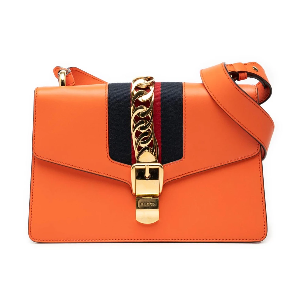 Gucci Vintage Women's Orange Pre-Owned Structured Shoulder Bag
