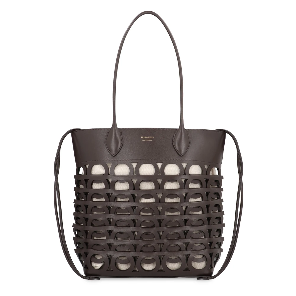 Ferragamo Women's Brown Shopping Bags, One Size, Gancini M Tote Bag