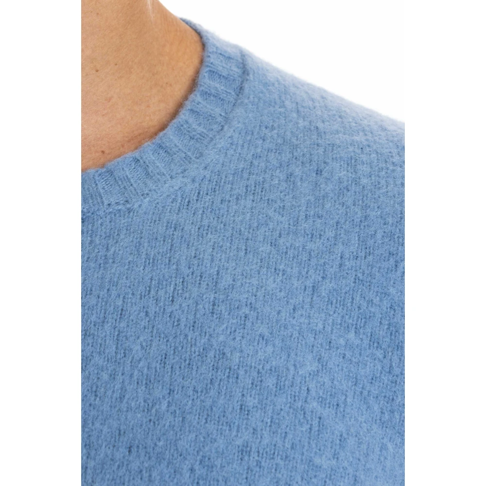 Drumohr Blauwe Crew Neck Sweater Zachte Touch Blue Heren