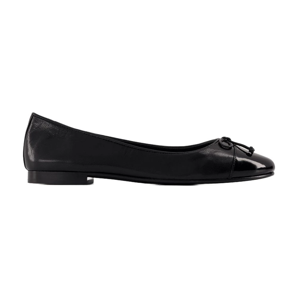Tory Burch Women's Black Leather Cap Toe Ballerinas