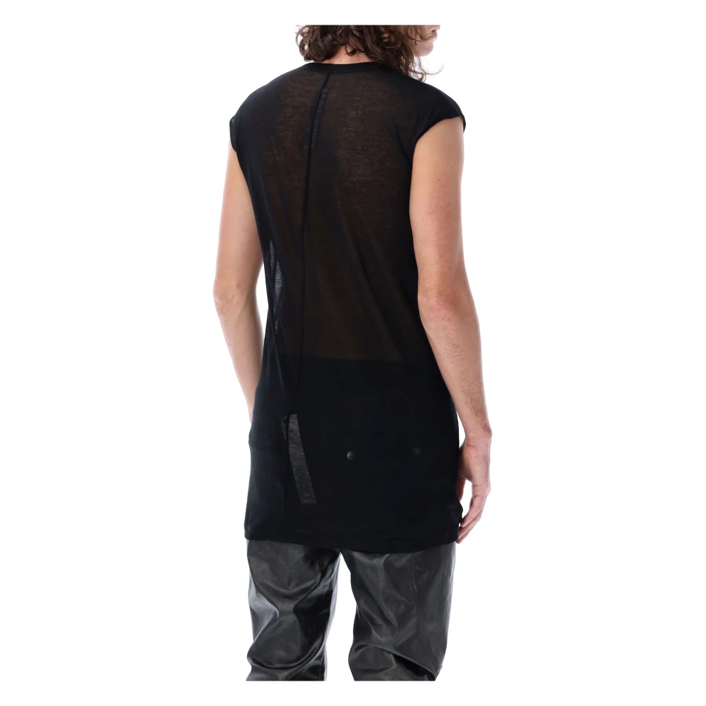 Rick Owens Zwart V-Hals T-shirt met Brede Schouders Black Heren