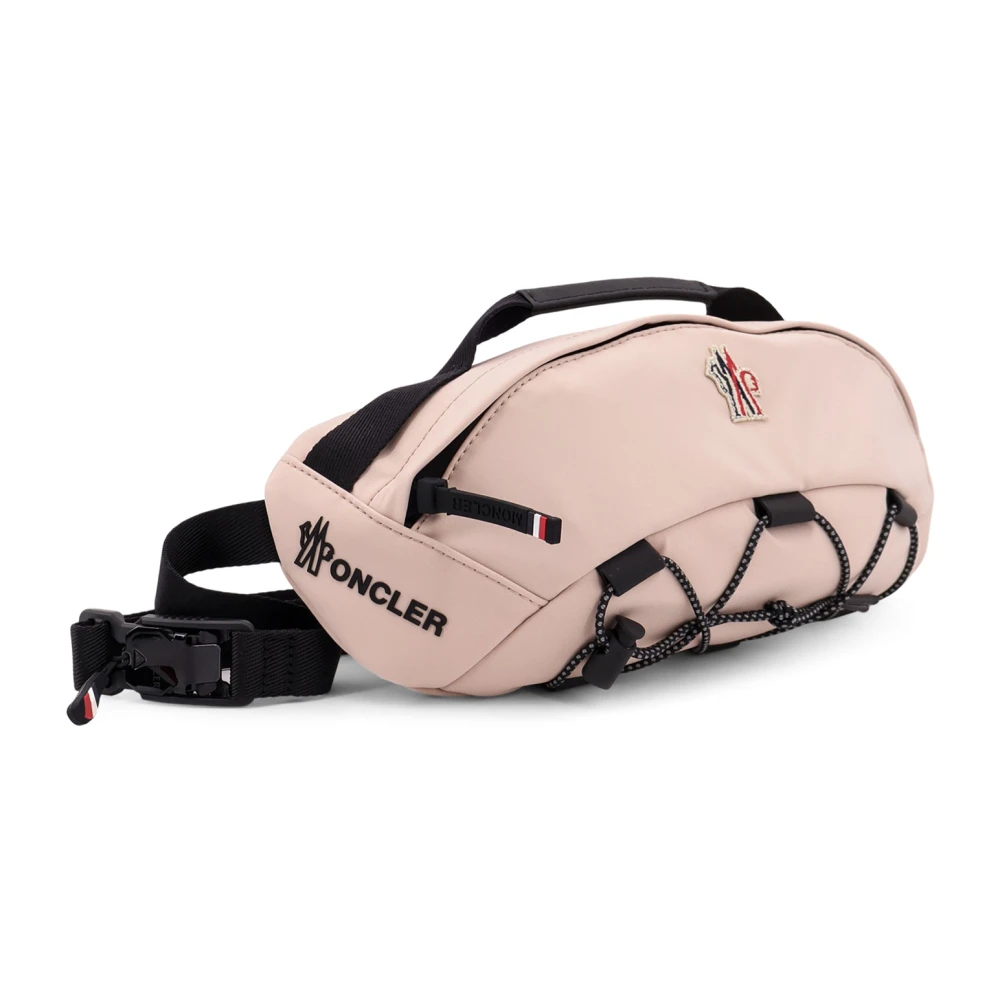 Moncler Waterafstotende nylon heuptas met leren inzetstukken Pink Dames