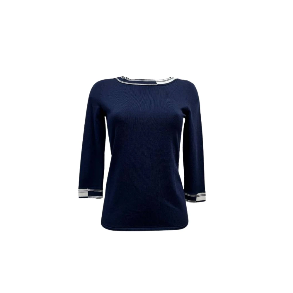 Carolina Herrera Blauw Gestreept Gebreid Shirt Blue Dames