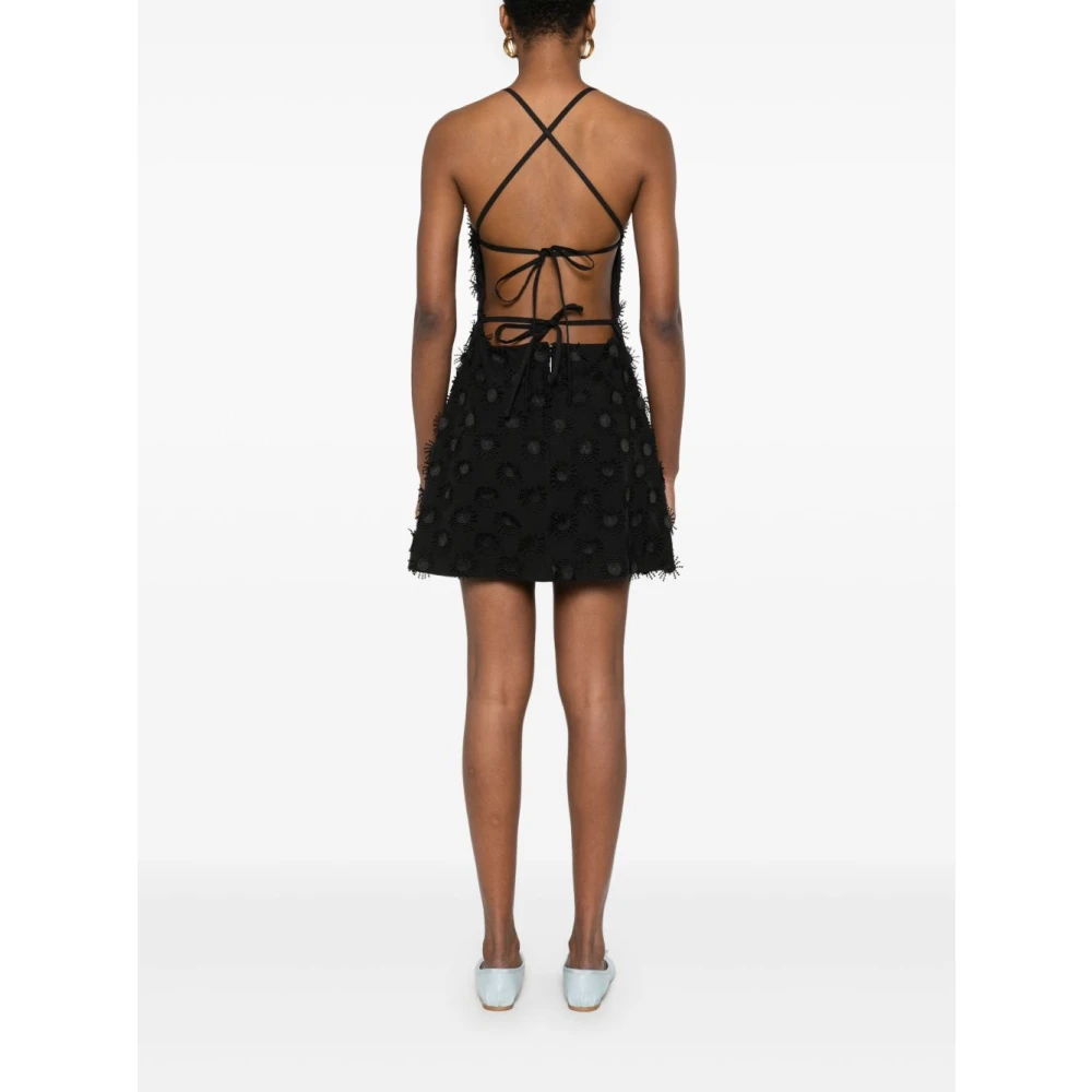 Msgm Zwarte Jurk met Vierkante Hals en Kruisbandjes Black Dames