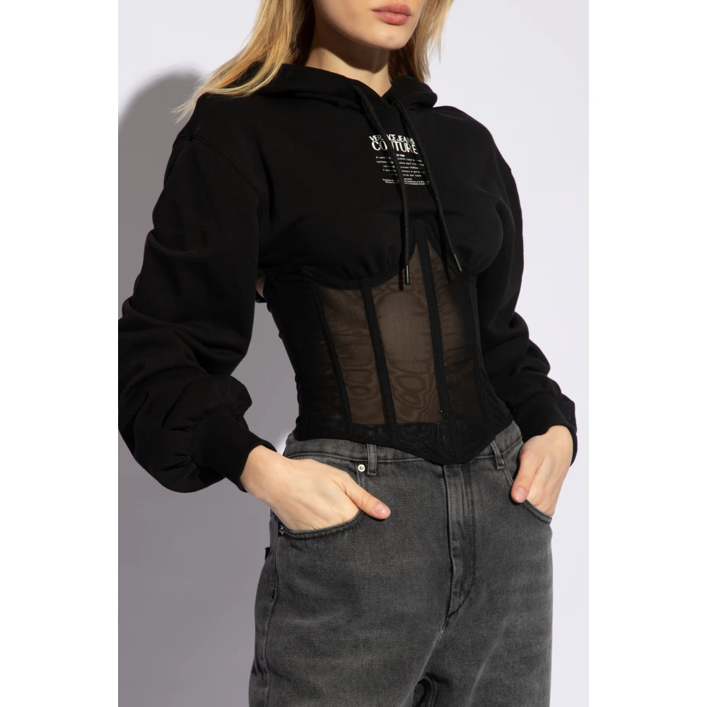 Versace Jeans Couture Sweatshirt in contrasterende stoffen Black Dames