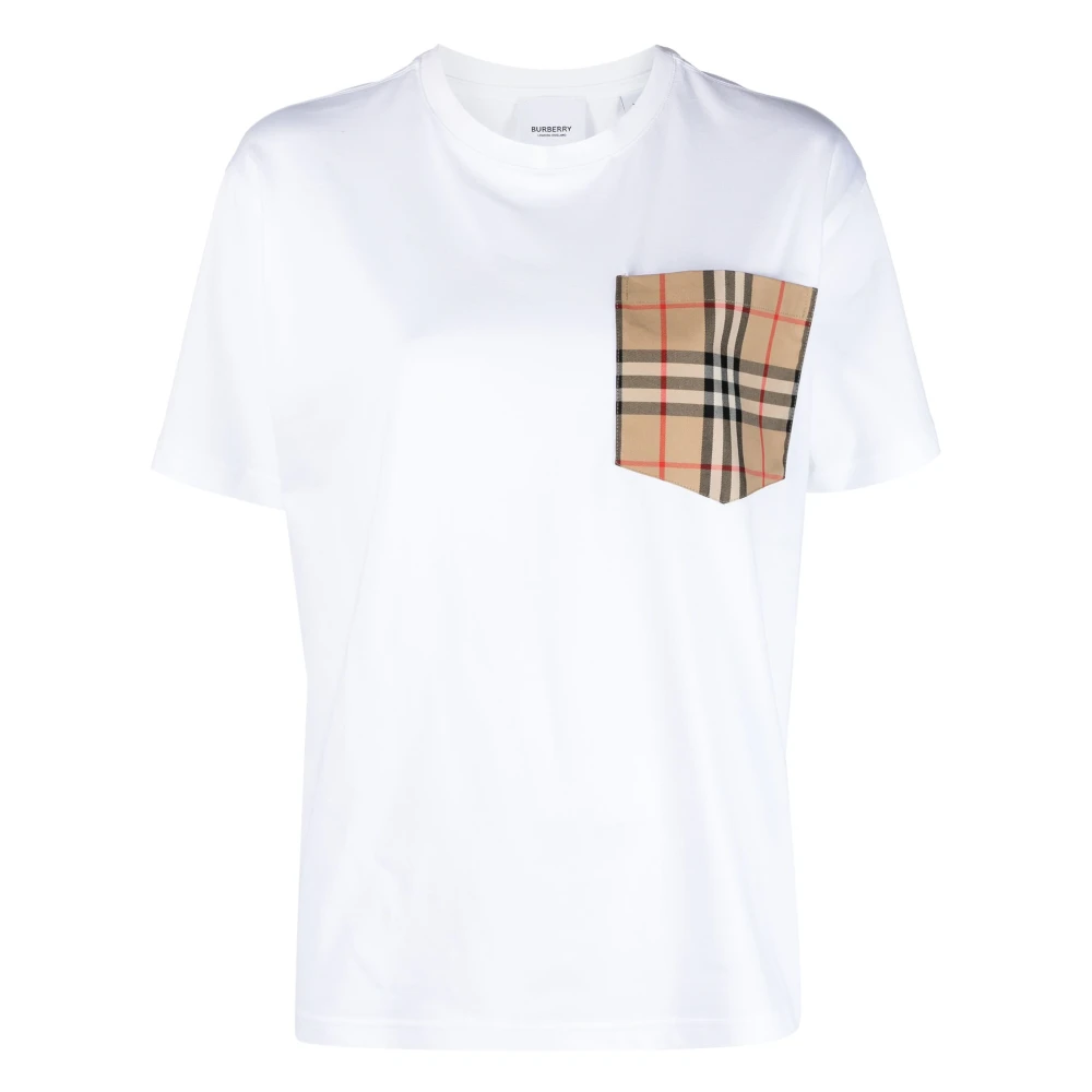 Burberry Witte T-shirts en Polos met Check Zak White Dames