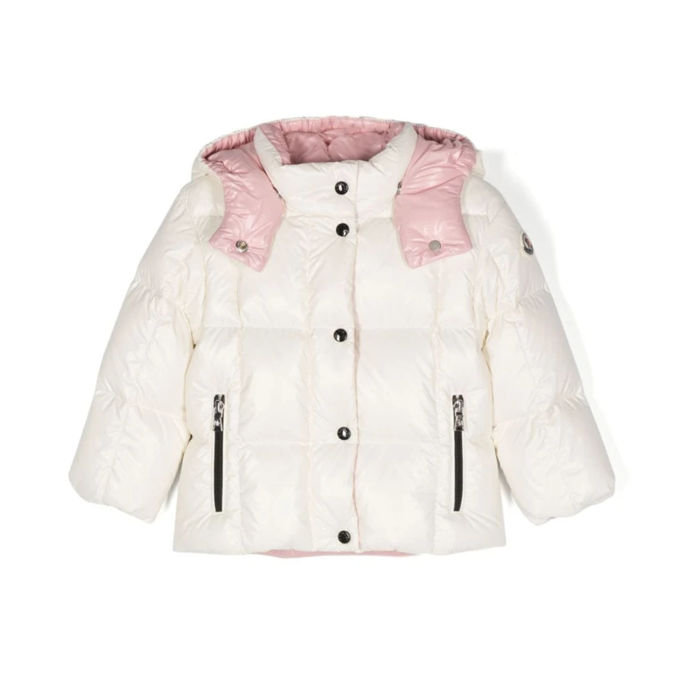 Moncler Vadderad Quiltad Kappa Vit White, Flicka