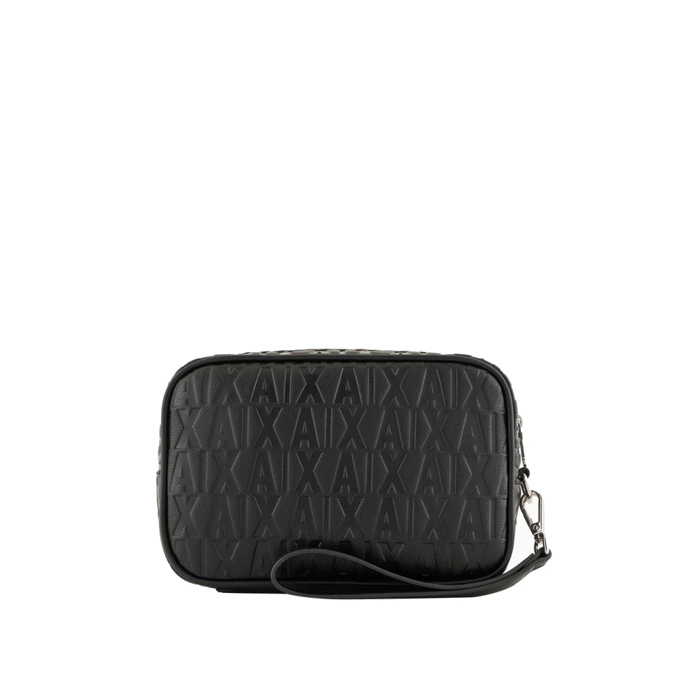 Emporio Armani Zwarte Beauty Case Logo Allover Black Heren