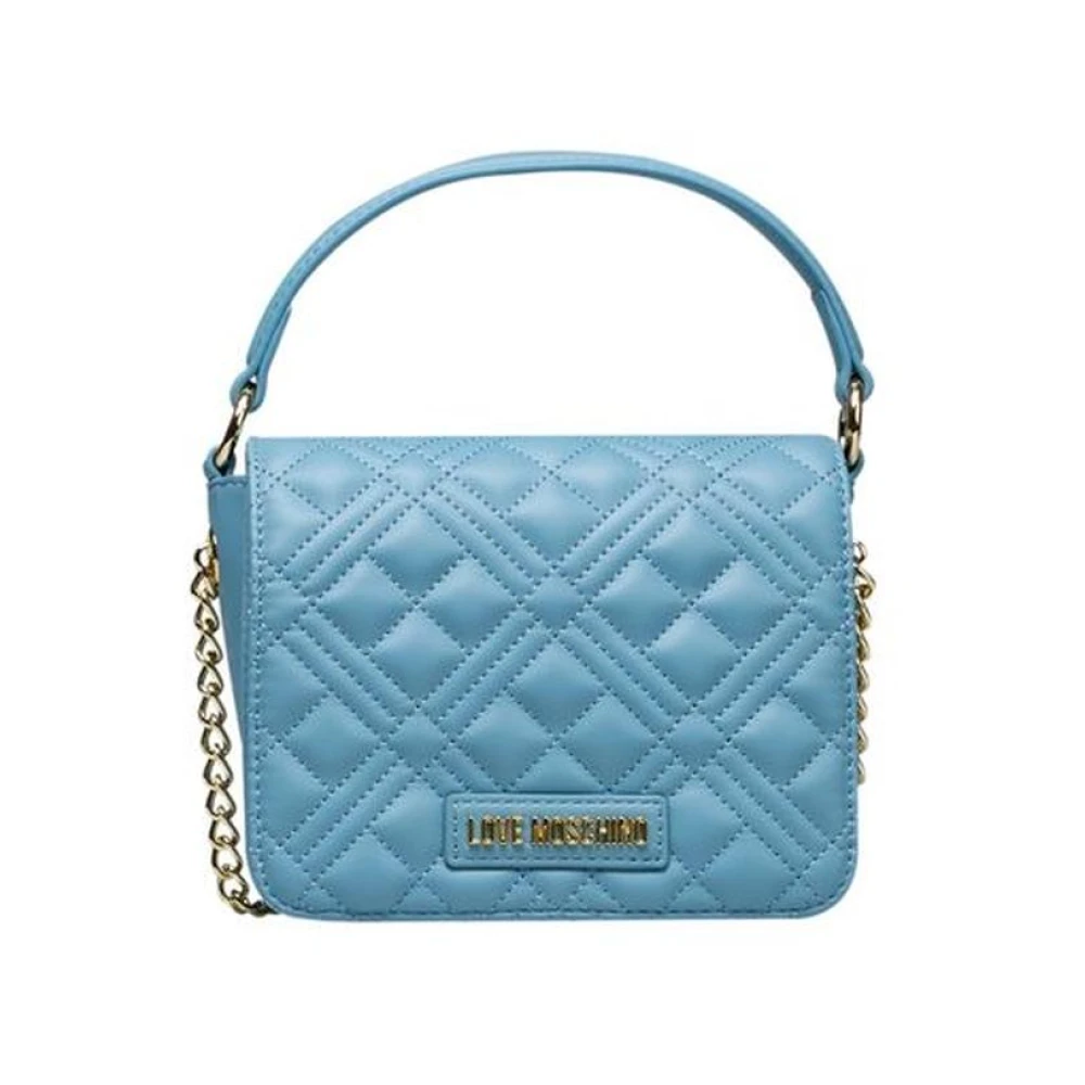 Love Moschino Blauwe Polyethyleen Handtas met Gouden Details Blue Dames