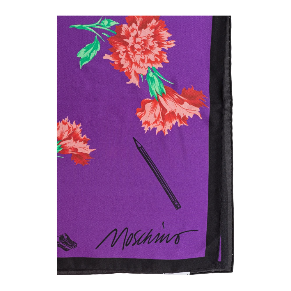 Moschino Zijden sjaal met bloemenpatroon Purple Unisex