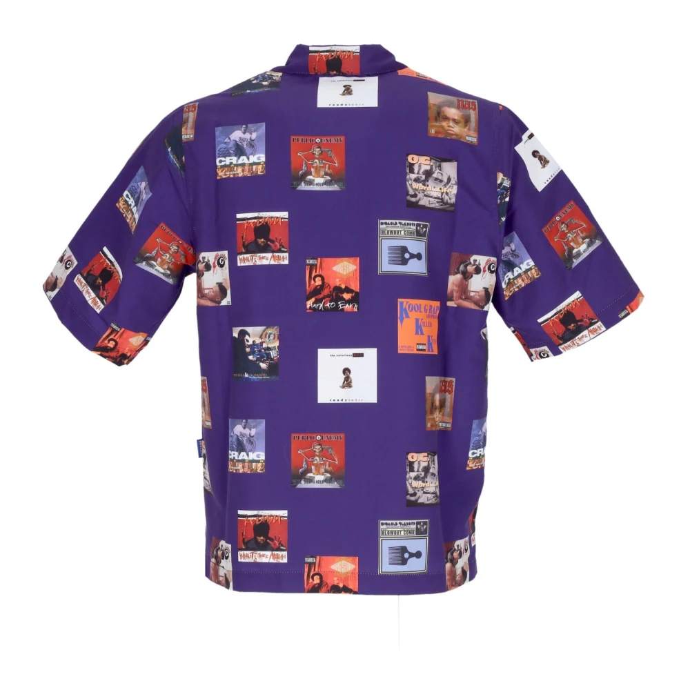 Usual Paarse All Over Print Korte Mouw Shirt Multicolor Heren