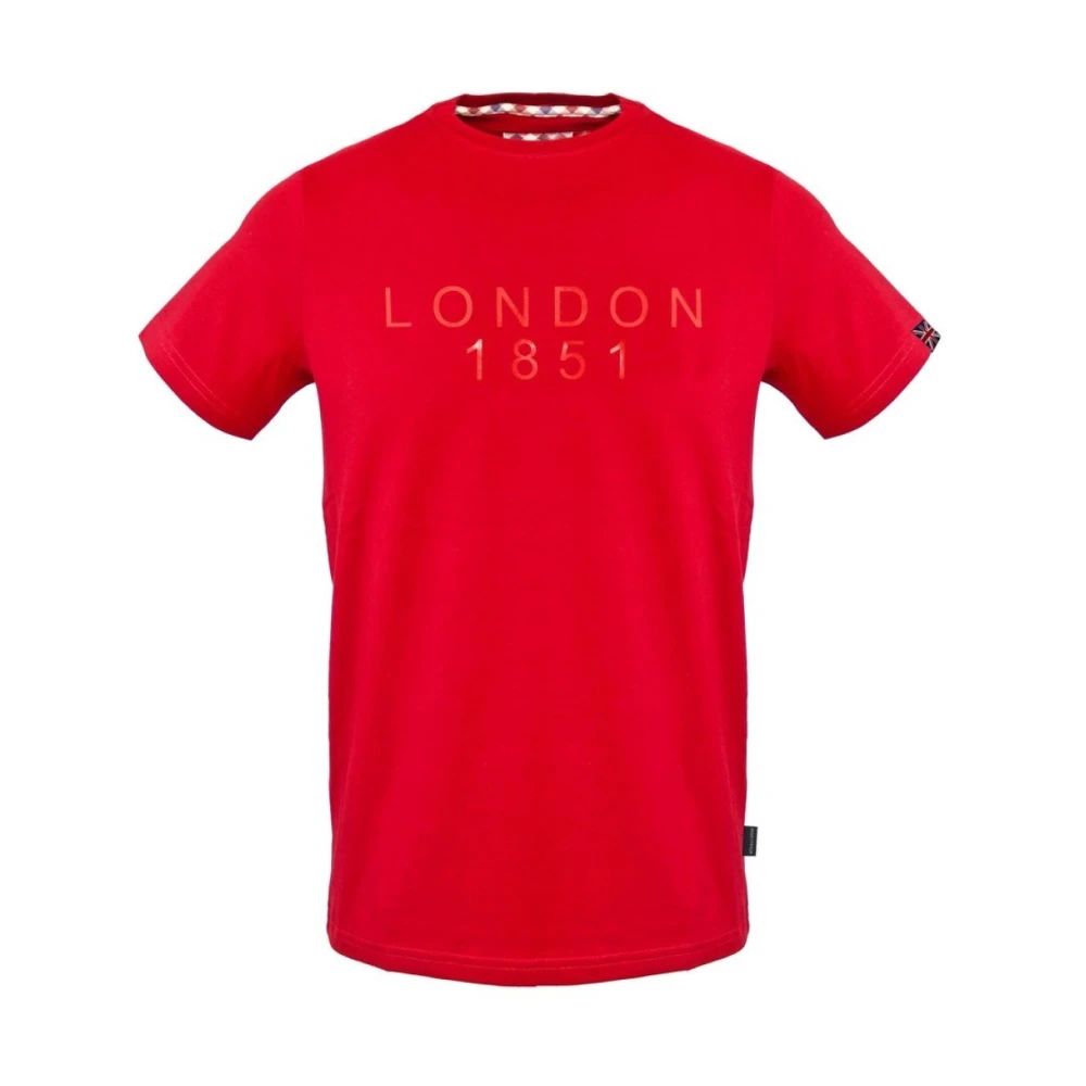 Aquascutum Rode Ronde Hals T-Shirt Red Heren