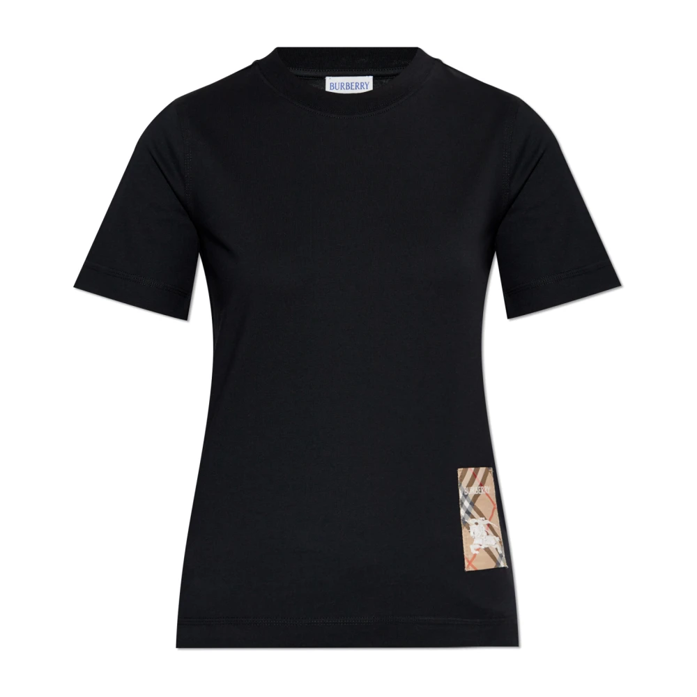 Burberry T-shirt met logopatch Black Dames