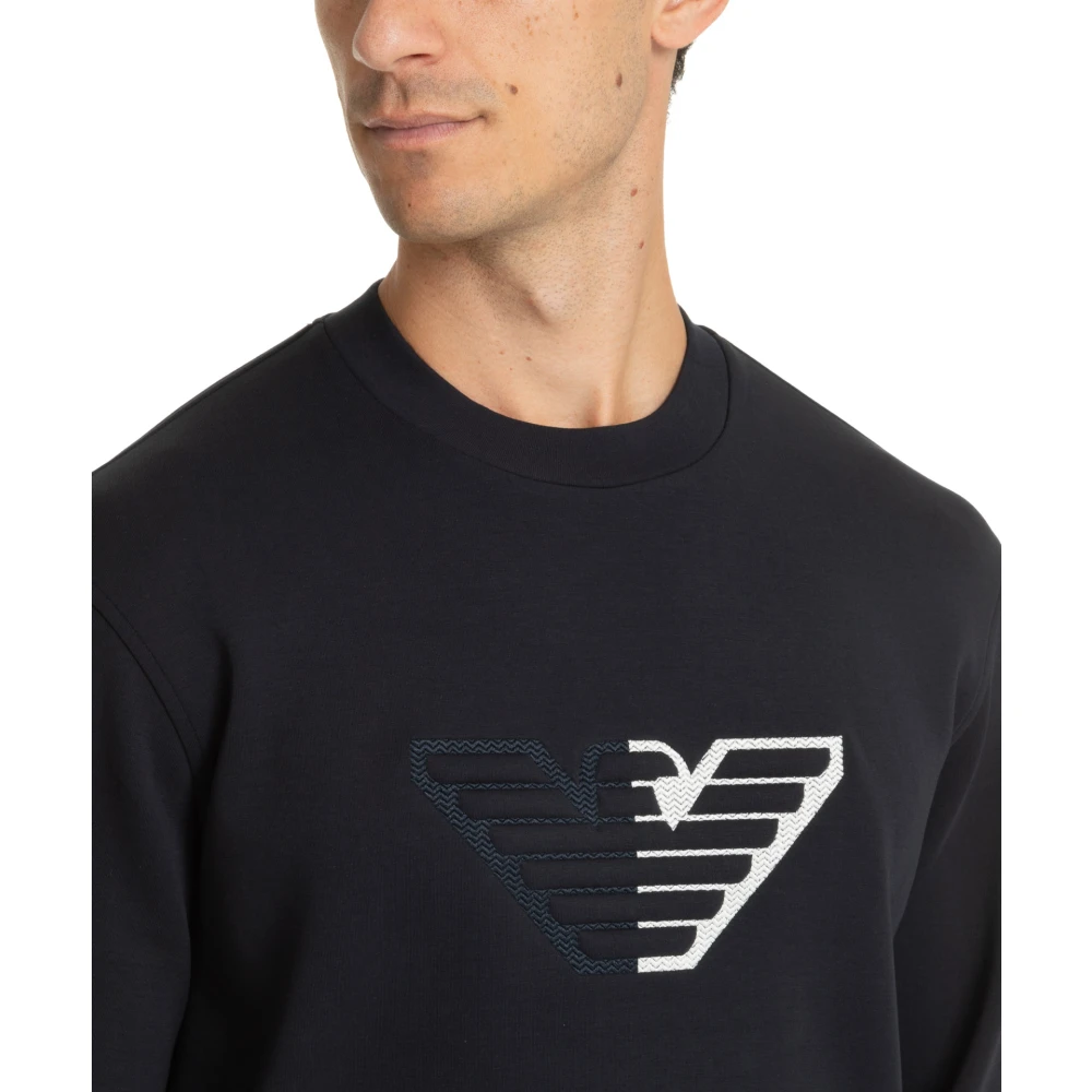 Emporio Armani Effen Logo Geborduurde Sweatshirt Blue Heren
