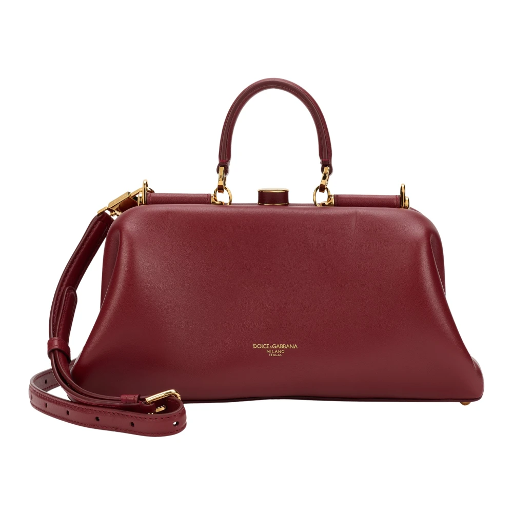 Dolce & Gabbana , Handbags, Female, Red, One Size, Calfskin Leather Doctor's Bag - Image 3