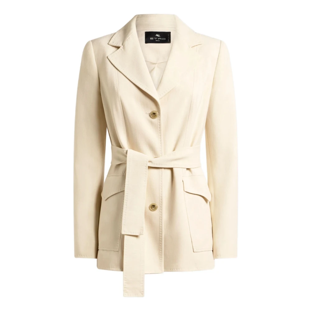 Etro Beige Blazers, Female, Xs, Field Jacket With Belt