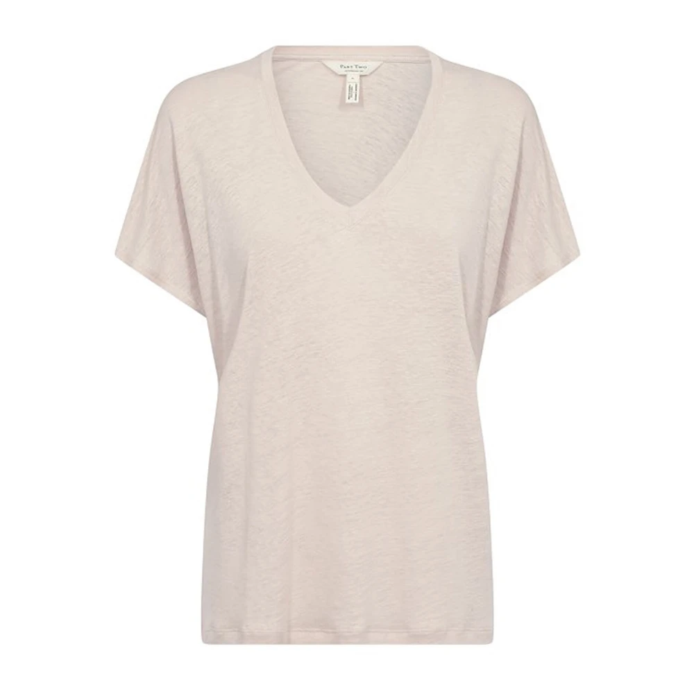 Part Two Franse Eik V-hals T-shirt Brown Dames