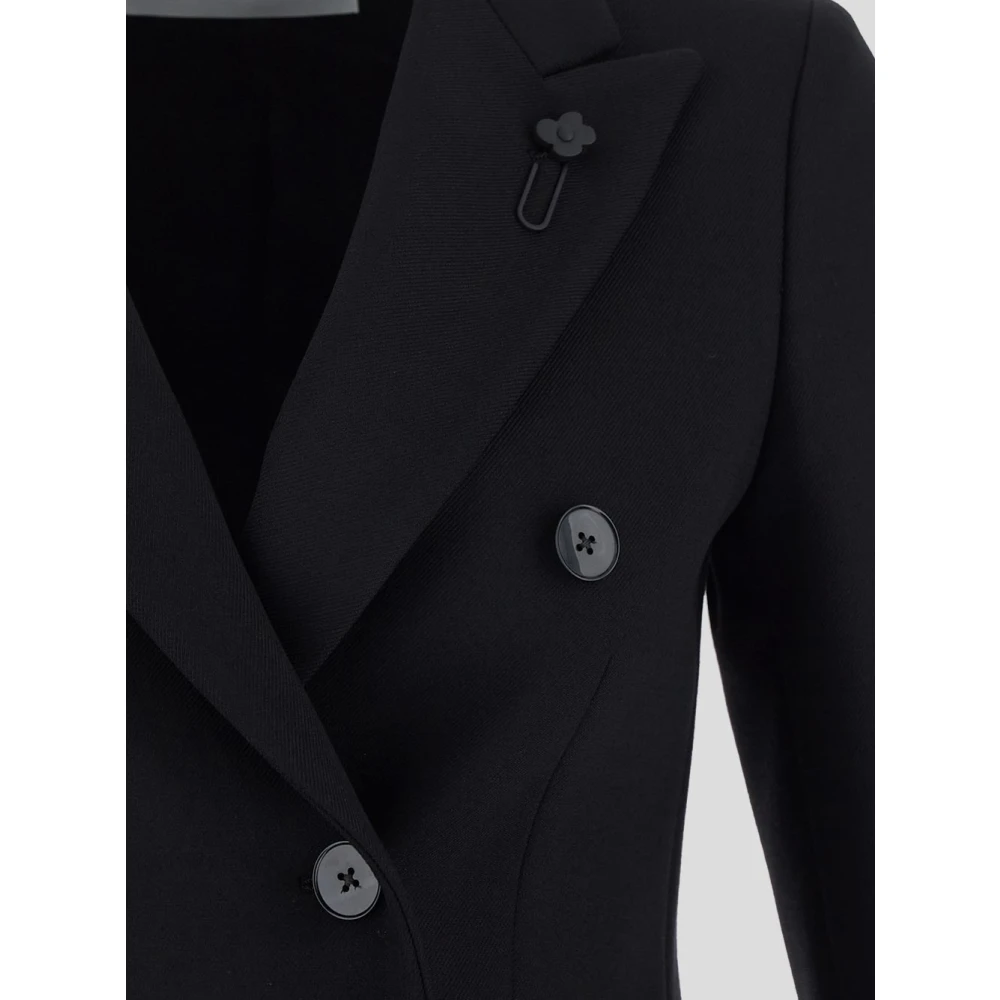 Lardini Dubbelrijige wollen jas Black Dames