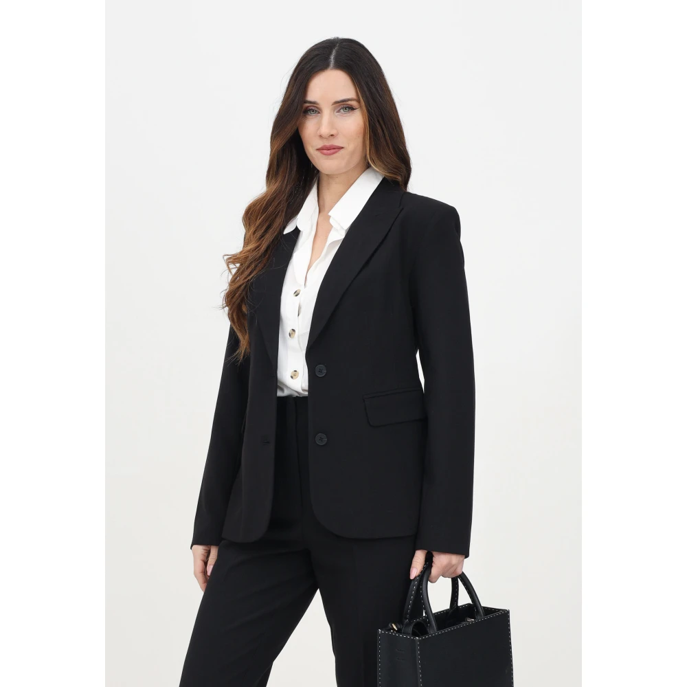Only Gestructureerde Zwarte Jas Slim Fit Black Dames