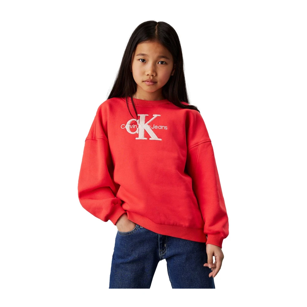 Calvin Klein Jeans Casual Hoodie Sweatshirt Red, Flicka